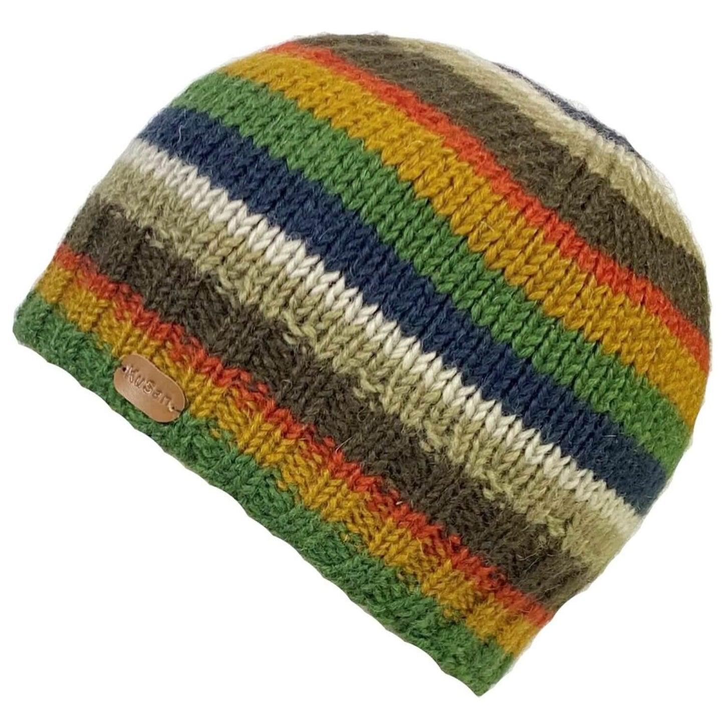 Beanie Hat, Multicoloured, Wool, Hand Knitted, KuSan