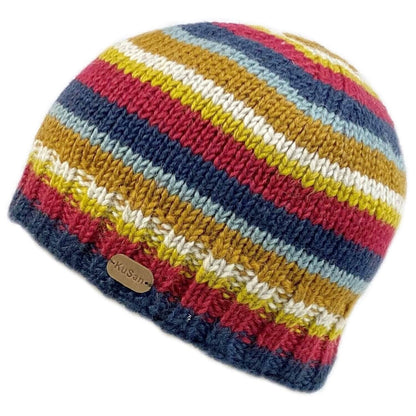 Beanie Hat, Multicoloured, Wool, Hand Knitted, KuSan