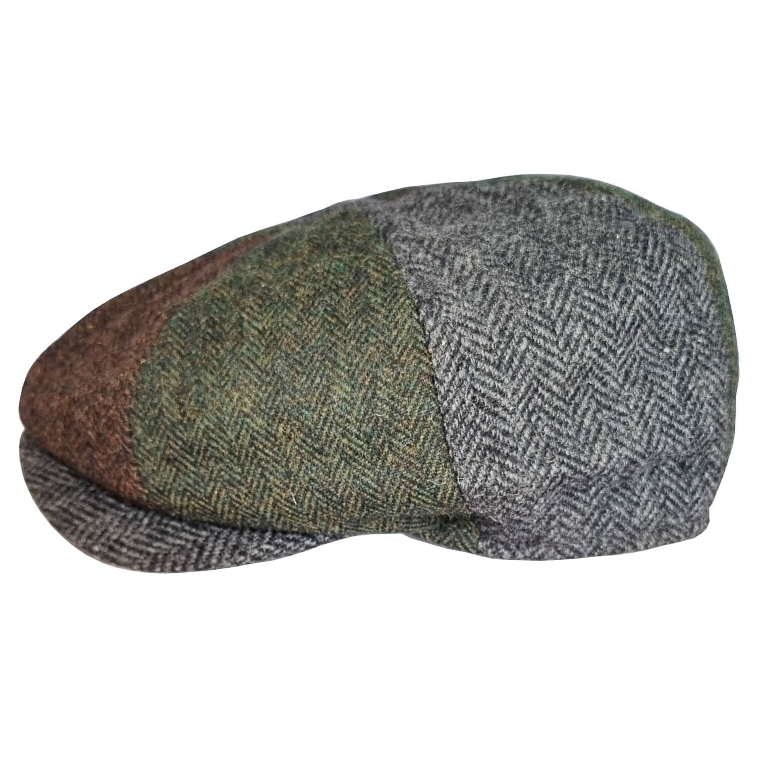 Newsboy Cap, Multicoloured, Patchwork, Side View