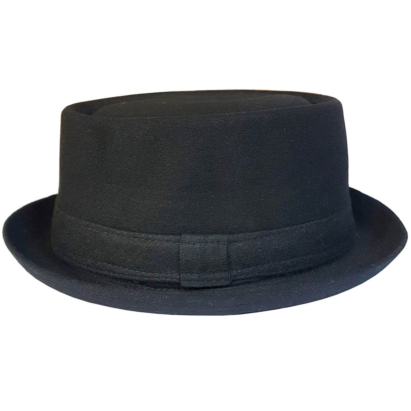 Pork Pie Hat, Black, Plain, Wool, Side View