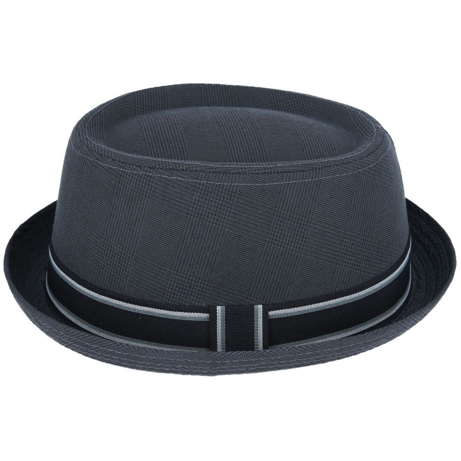 Pork Pie Hat, Deep Grey, Check, Side View