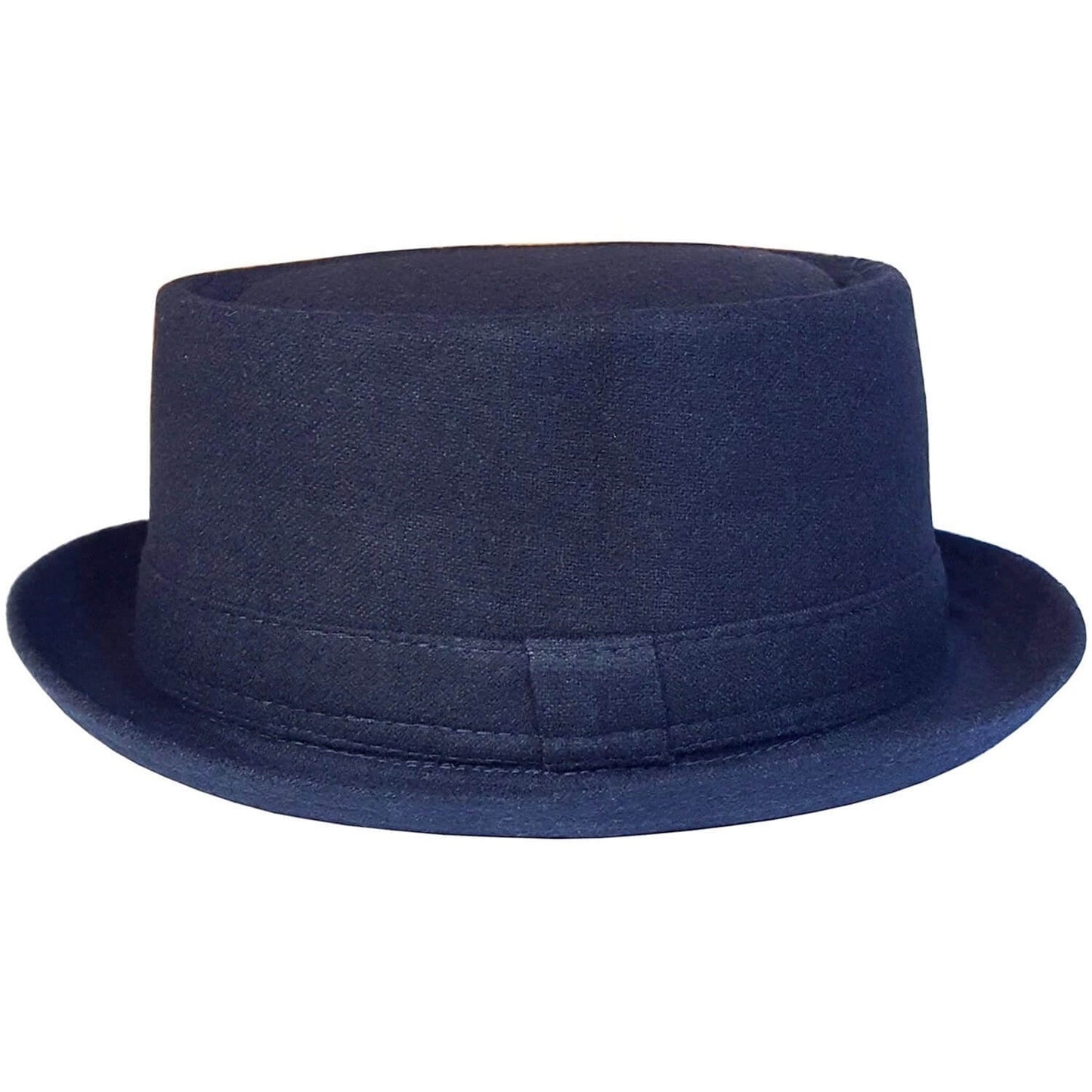 Pork Pie Hat, Navy Blue, Plain, Wool, Side View