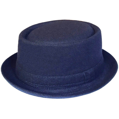 Pork Pie Hat, Navy Blue, Plain, Wool