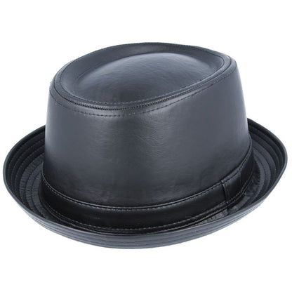 Pork Pie Hat, Matt Black, Faux Leather