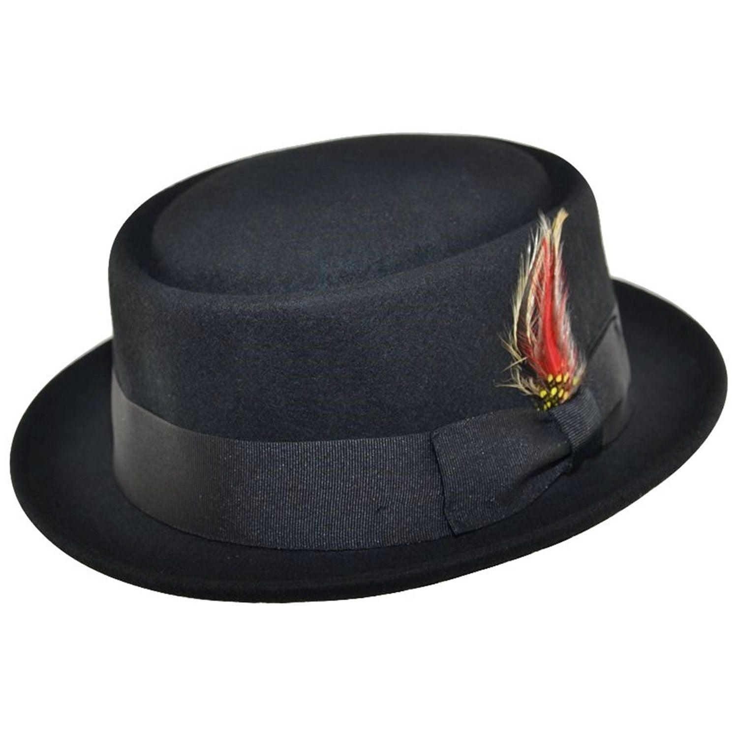 Pork Pie Hat, Black, Monk Design, Wool