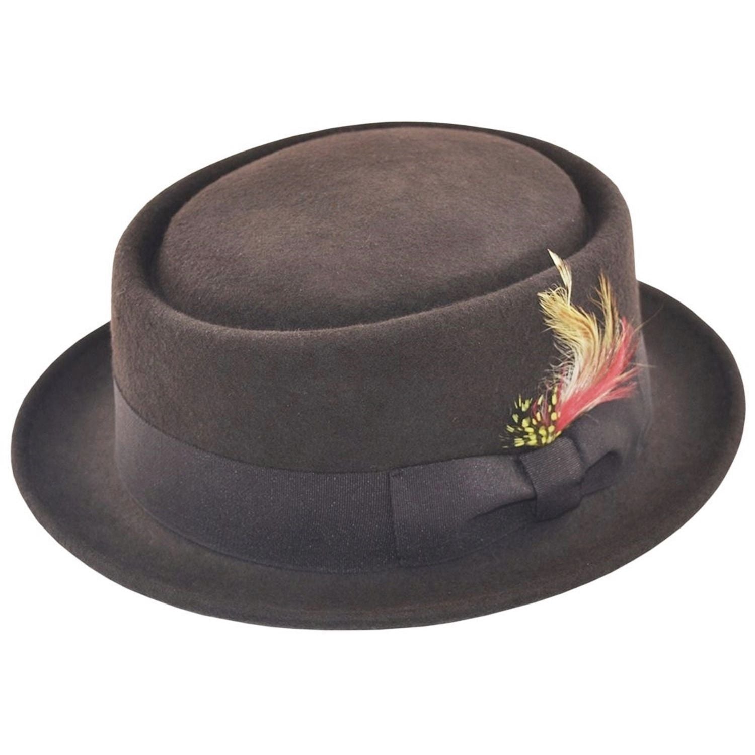 Pork Pie Hat, Brown, Monk Design, Wool