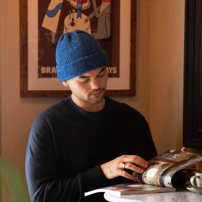 Beanie Hat, Blue, Watch Cap, Being Worn