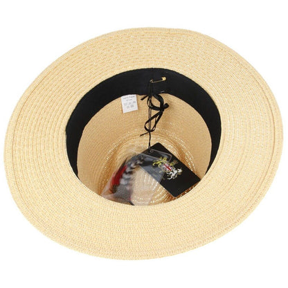 Fedora Hat, Beige, Straw, Interior View