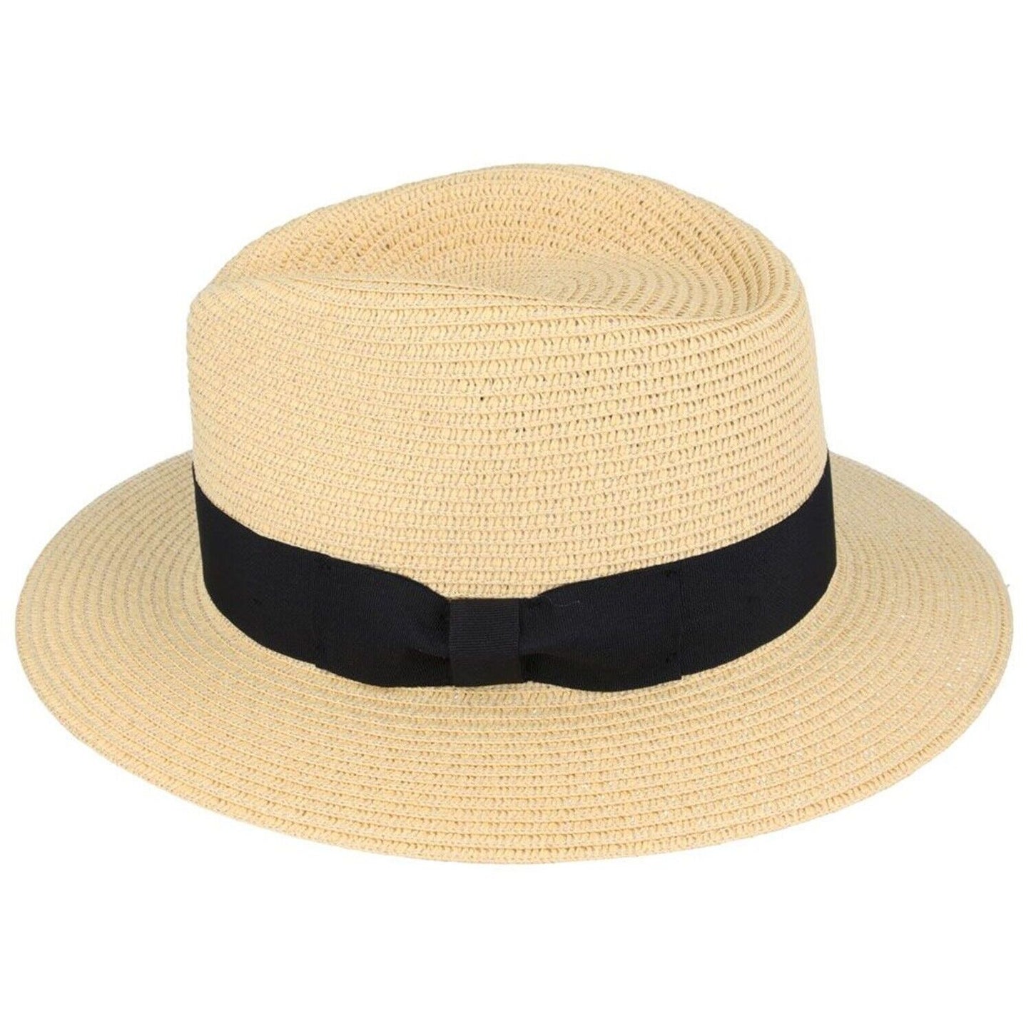 Fedora Hat, Beige, Straw, Side View