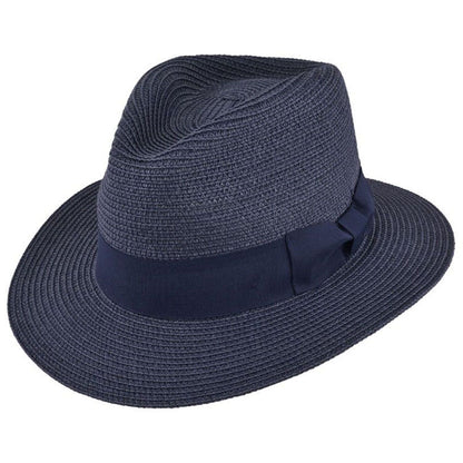 Fedora Hat, Navy Blue, Straw, Sun Hat