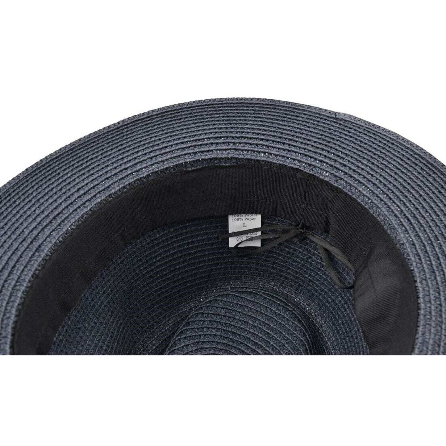 Straw Fedora Hat - Adjustable - Navy - Maz