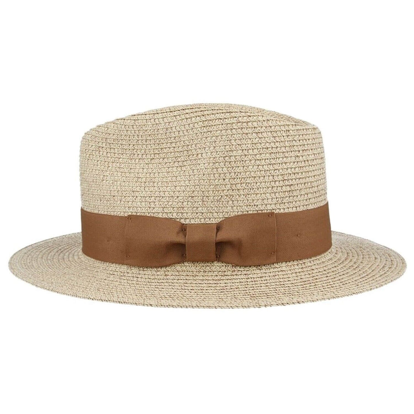 Fedora Hat, Stone Brown, Straw, Side View