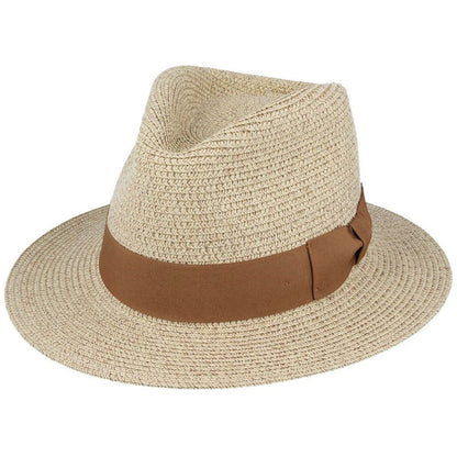 Fedora Hat, Stone Brown, Straw Panama