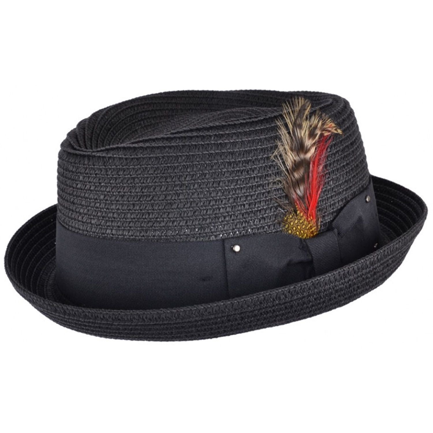 Pork Pie Hat, Black, Straw Sun Hat