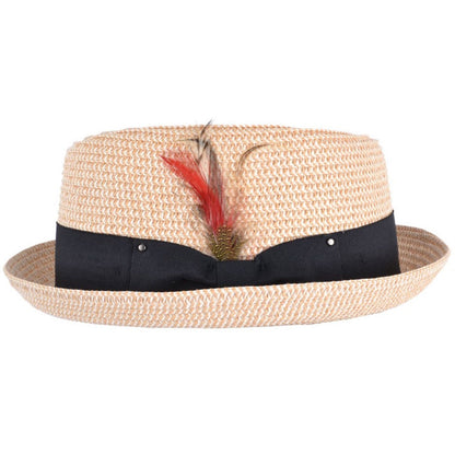 Pork Pie Hat, Natural, Straw Sun Hat, Side View