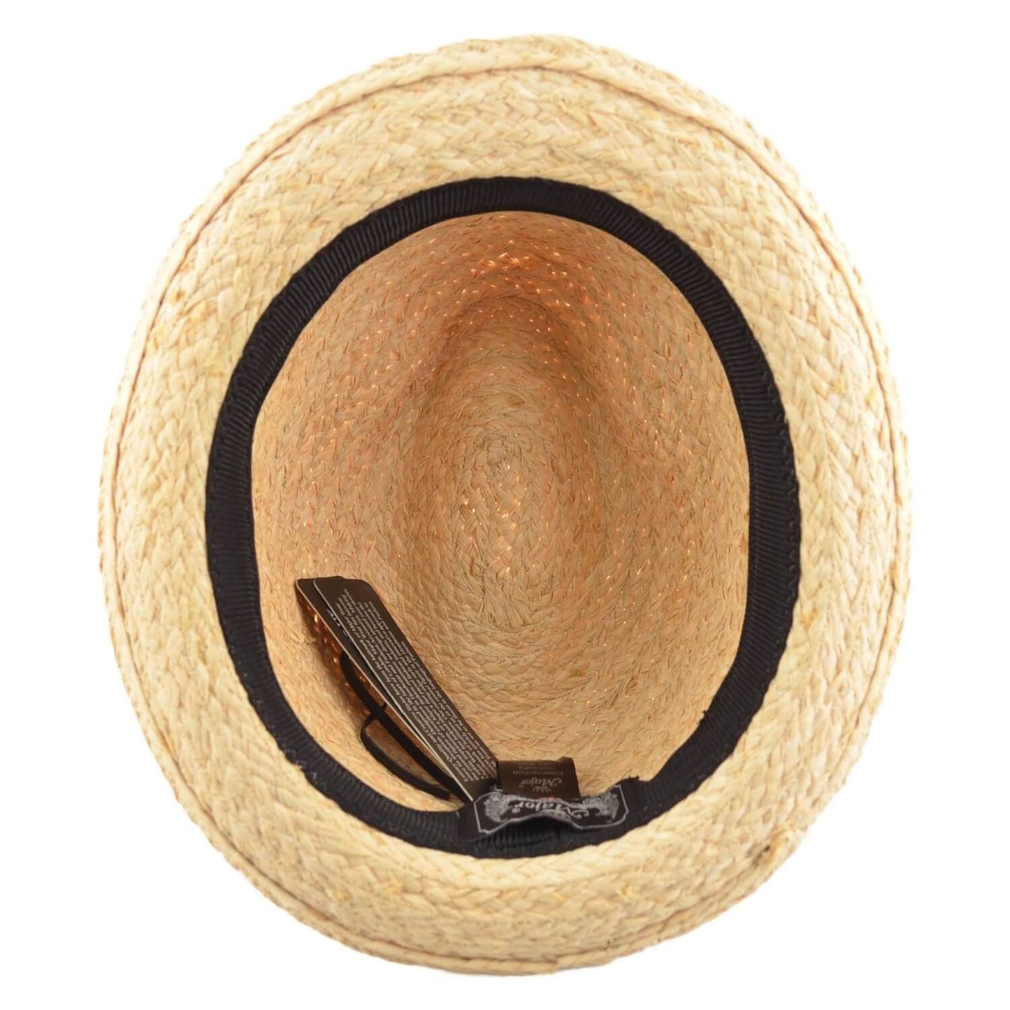 Trilby Hat, Beige, Raffia Straw Hat, Interior View