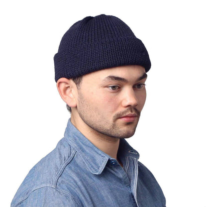 Docker Beanie, Navy, Watch Cap, Being Worn