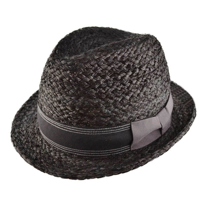 Trilby Hat, Black, Straw, Raffia