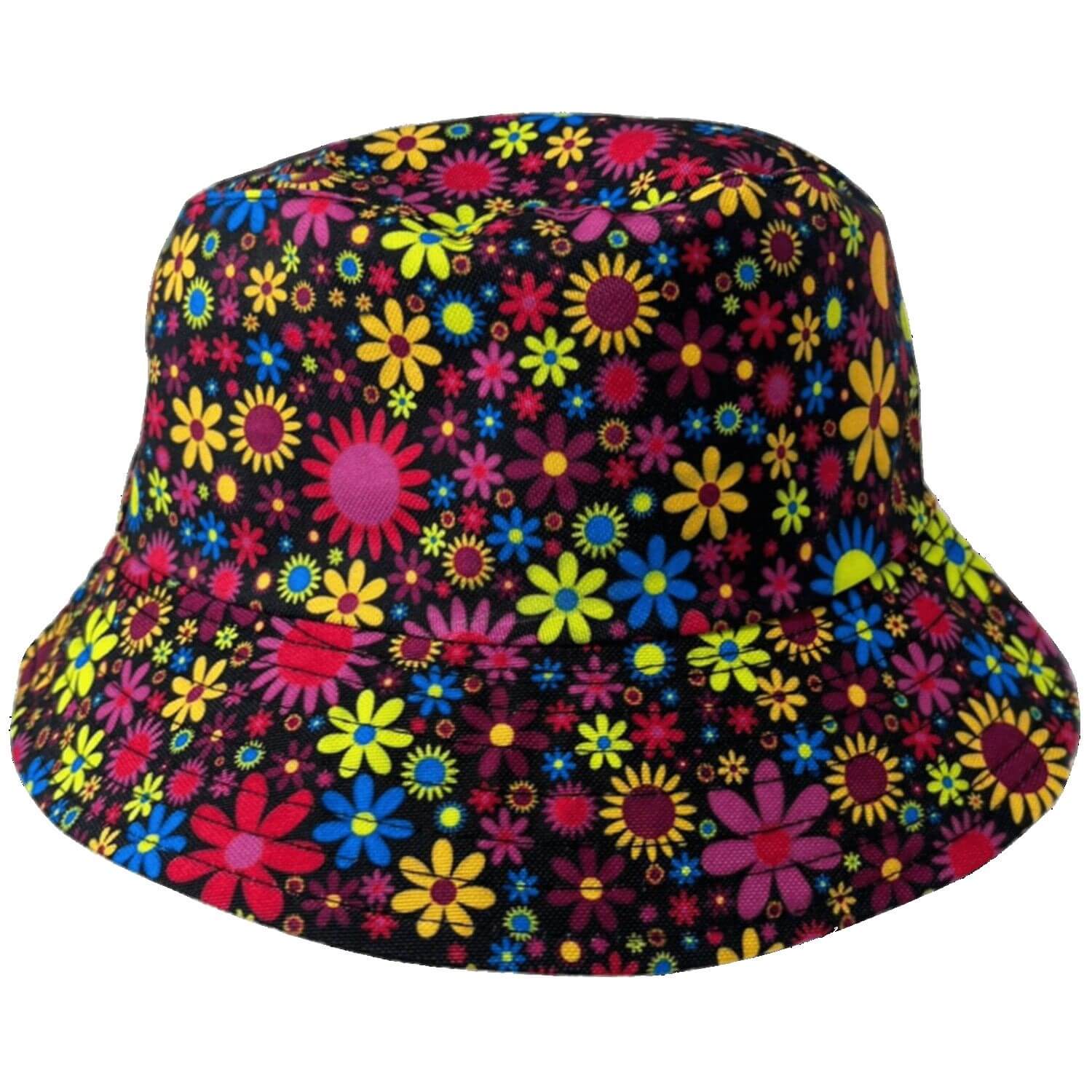 Bucket Hat, Multicoloured, Daisies, Sun Hat