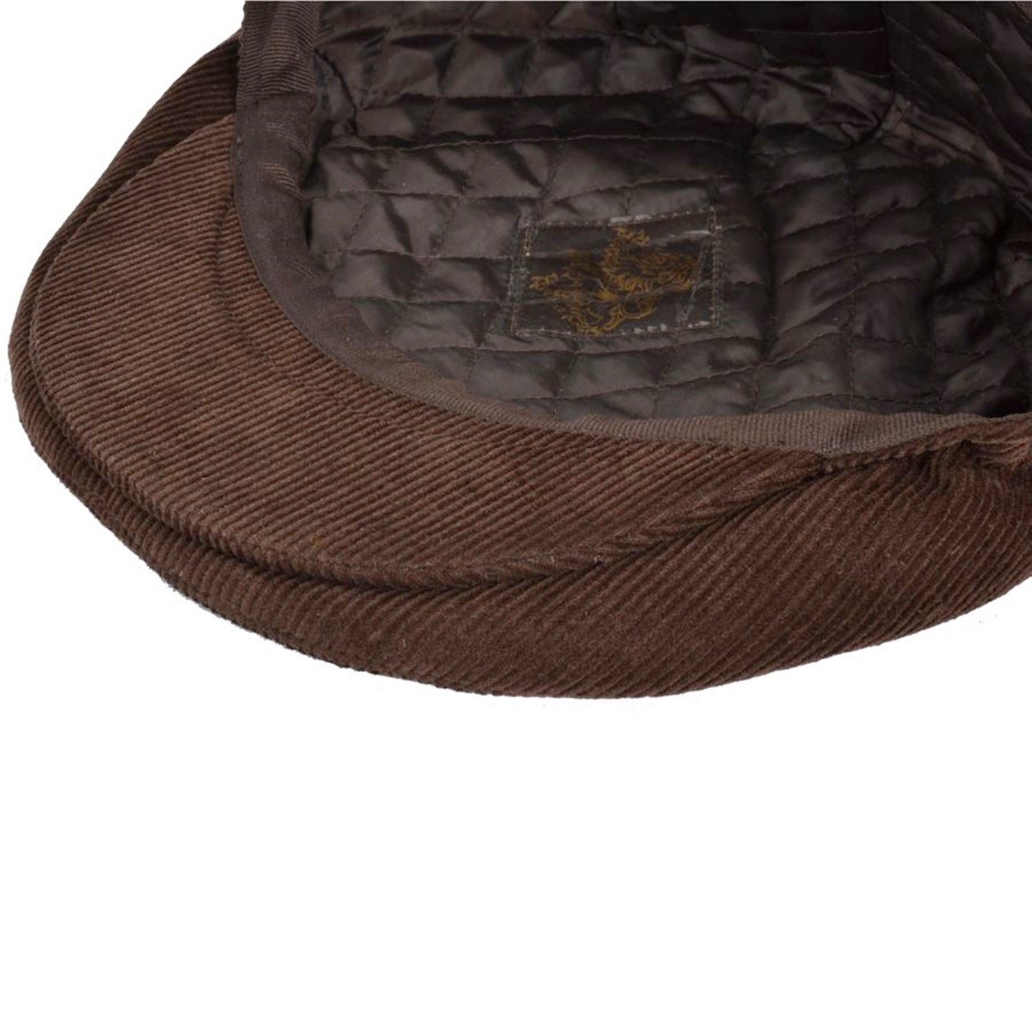 Flat Cap, Brown, Corduroy, Lining View