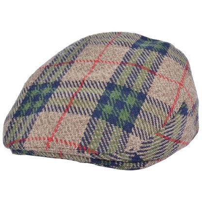 Flat Cap, Beige and Green, Tartan Hat