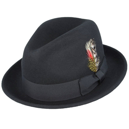 Trilby Hat, Black, Wool, C-Crown