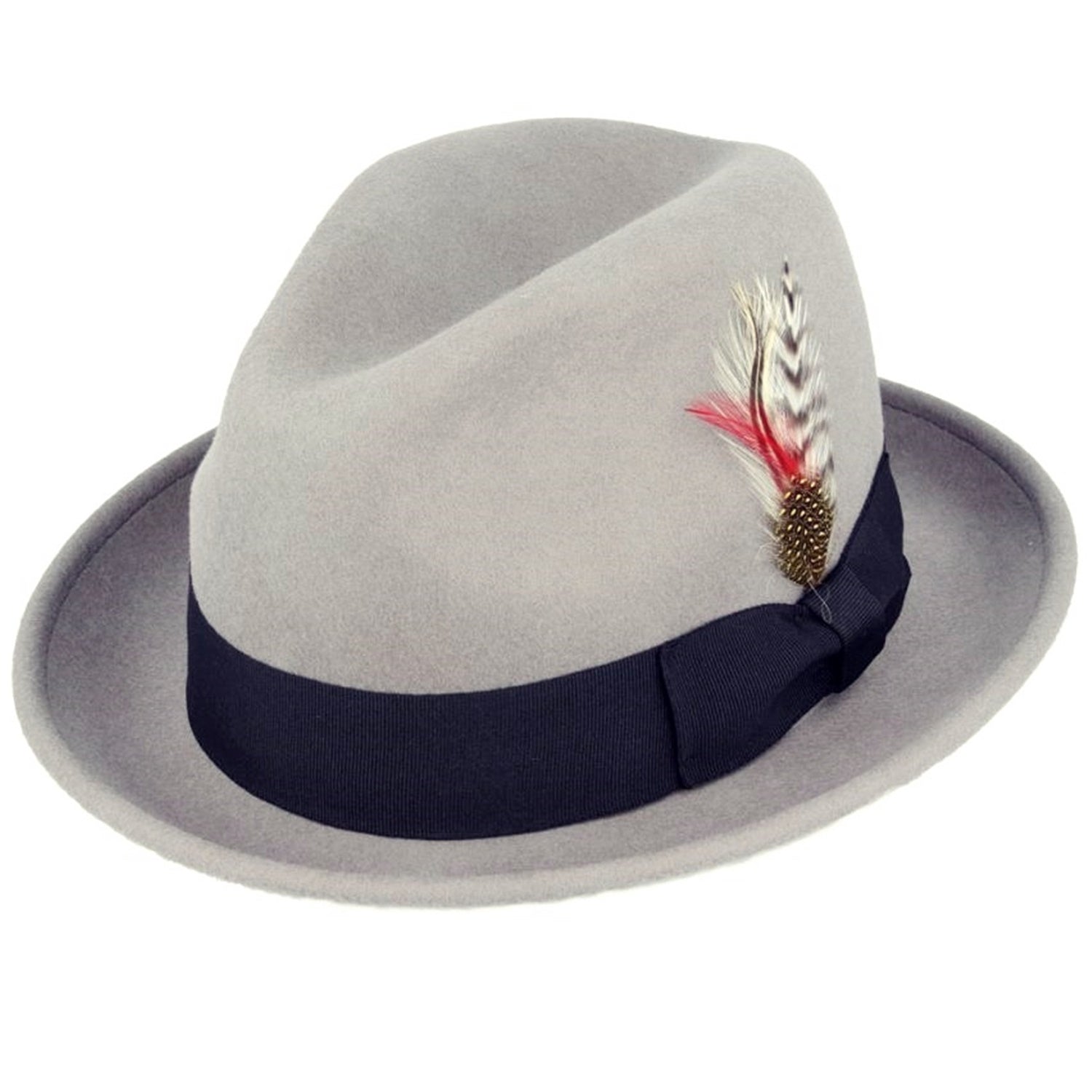 Trilby Hat, Grey, Wool, C-Crown