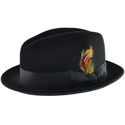 Trilby Hat, Black, Wool, C-Crown, Side View