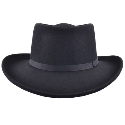 Gambler Hat, Black, Cowboy, Wool, Front View