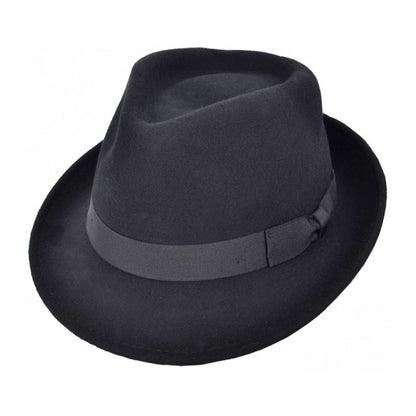 Trilby Hat, Black, Wool, Fedora