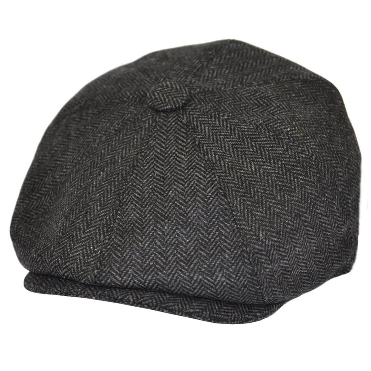 Newsboy Cap, Dark Grey, Herringbone, Hat