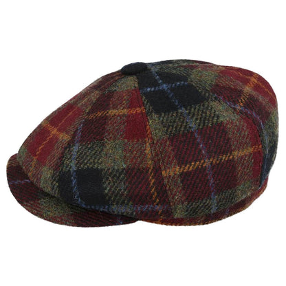 Newsboy Cap, Burgundy, Harris Tweed, Side View