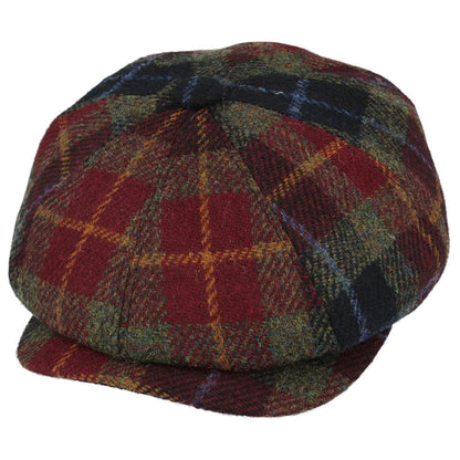 Newsboy Cap Womens or Mens, Burgundy, Harris Tweed