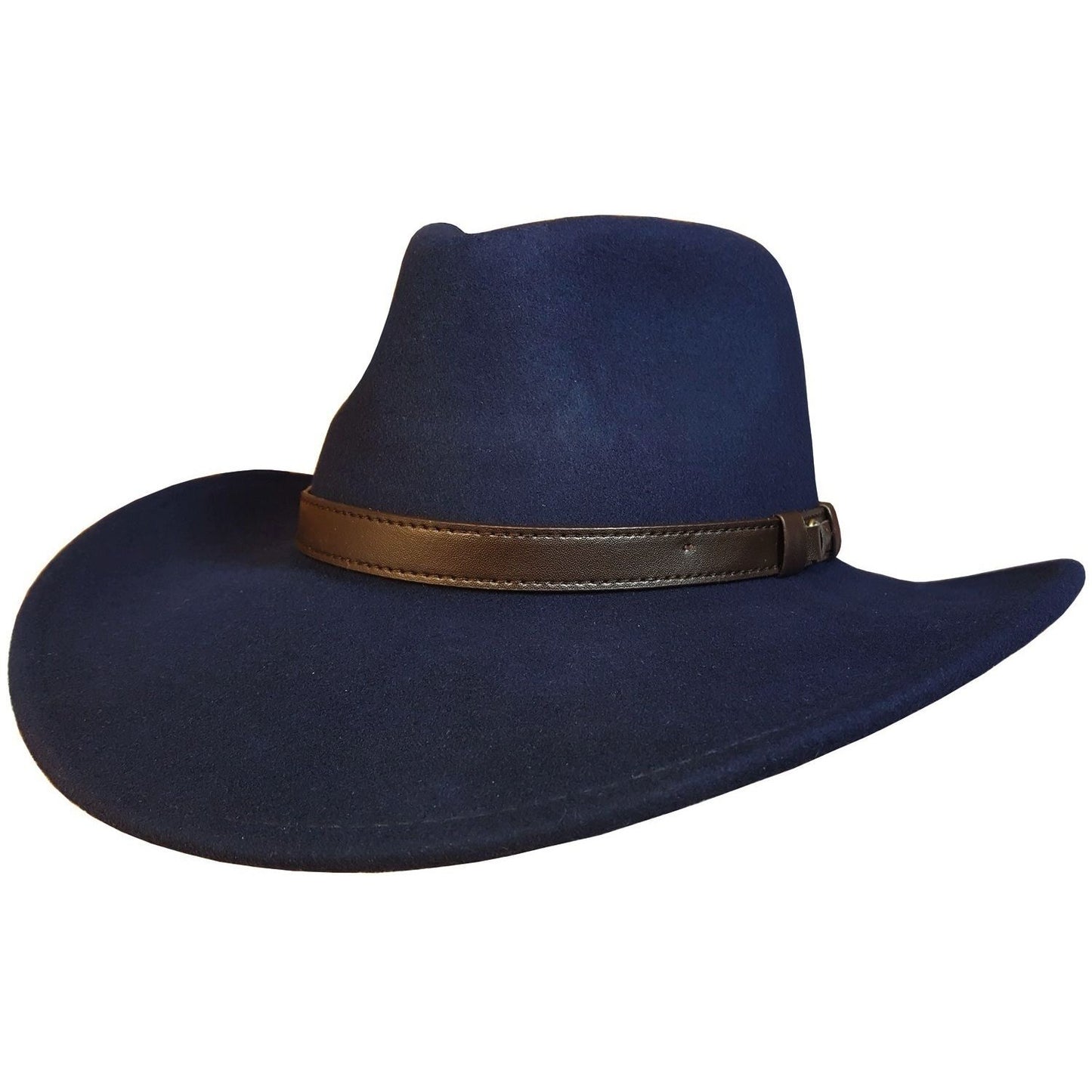 Cowboy Hat, Navy Blue, Wide Brim, Wool