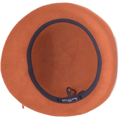 Cloche Hat, Burnt Orange, Wool, Inside View