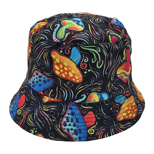 Bucket Hat, Multicoloured, Mushrooms, Reversible