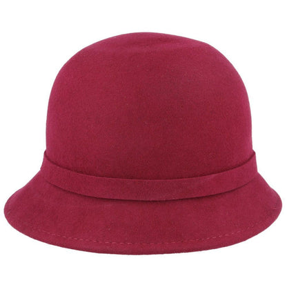 Cloch Hat, Wine Red, Wool, Rear View