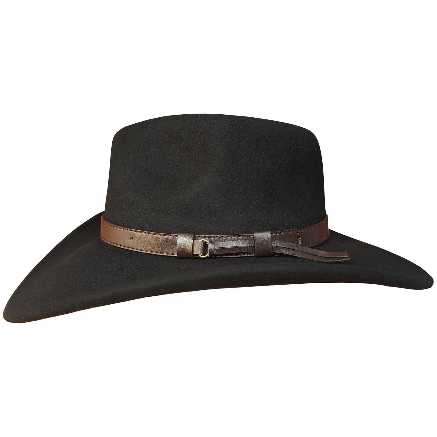 Cowboy Hat, Black, Wide Brim, Wool, Side View