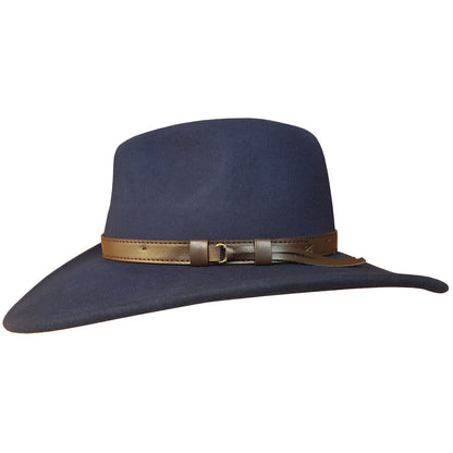 Cowboy Hat, Navy Blue, Wide Brim, Wool, Side View