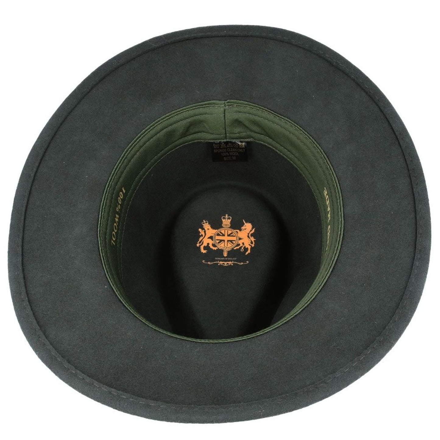 Fedora Hat, Black, Wool, Interior View