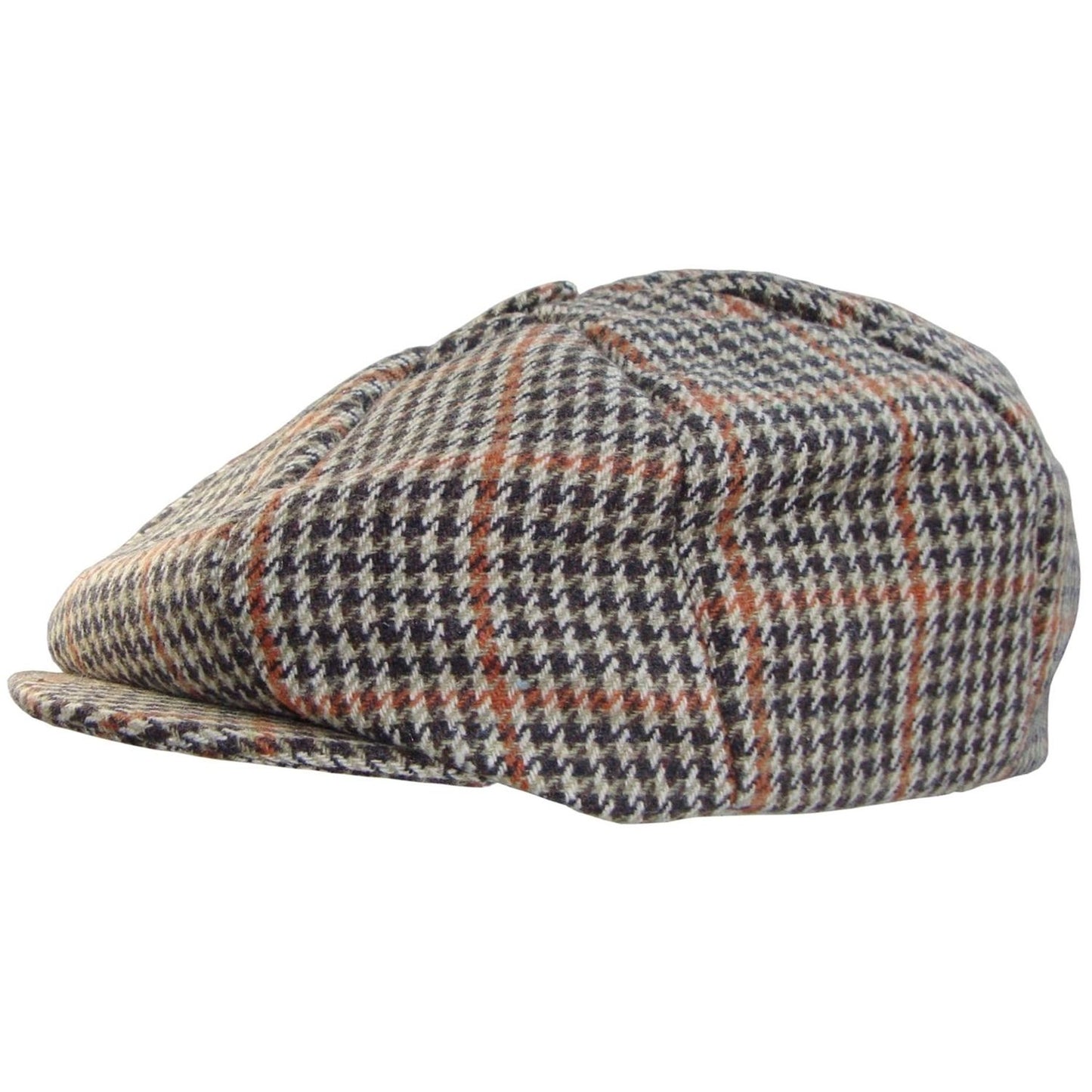 Newsboy Cap, Brown, Check, Side View