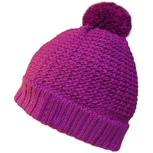 Beanie Hat, Burgundy, Pom Pom