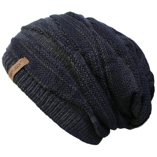 Beanie Hat, Black and Blue, Slouch