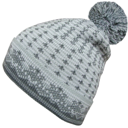 Beanie Hat, Light Grey, Pom Pom