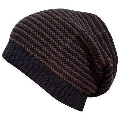 Beanie Hat, Brown, Striped