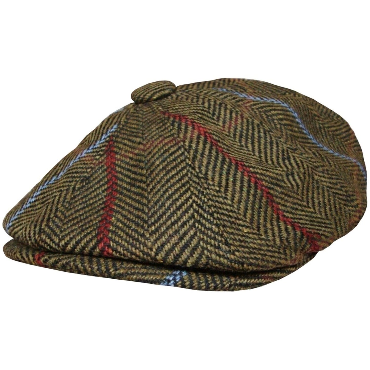 Newsboy Cap, Green, Striped, Hat, Front View