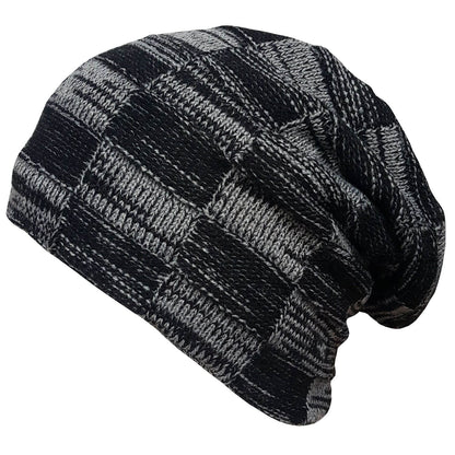 Beanie Hat, Grey, Chequered, Slouch