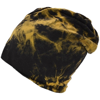 Beanie Hat, Yellow and Black, Bleached, Lightweight