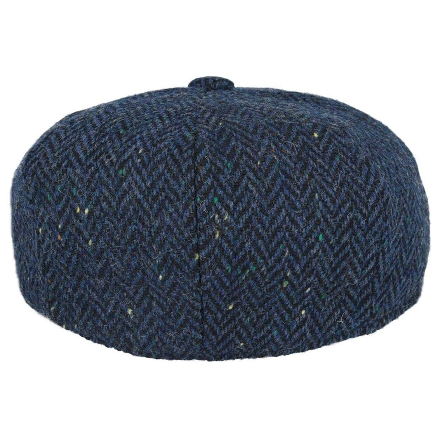 Newsboy Cap, Blue, Donegal Tweed, Bakerboy, Rear View