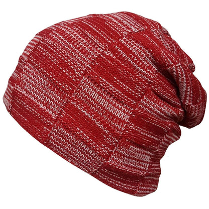 Beanie Hat, Red, Chequered, Slouch